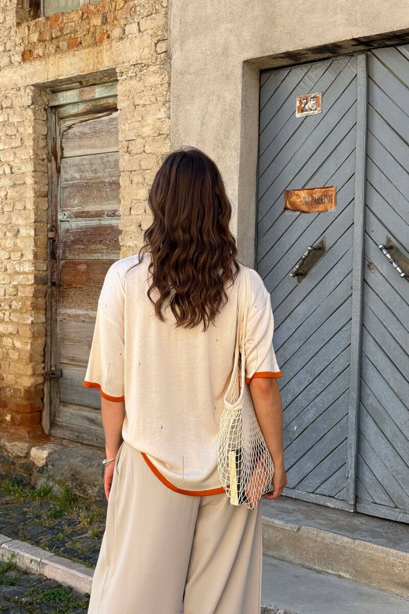 FRONT WRITTING WOMAN T-SHIRT CREAM/KREM - 7