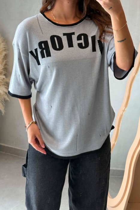 FRONT WRITTING WOMAN T-SHIRT GREY/GRI - 3