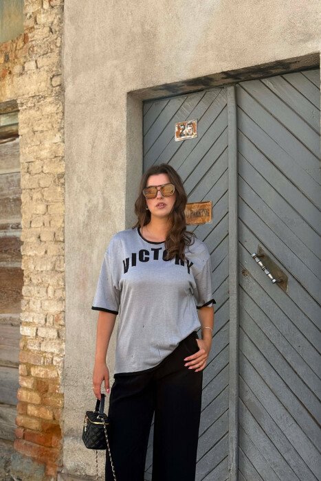 FRONT WRITTING WOMAN T-SHIRT GREY/GRI 