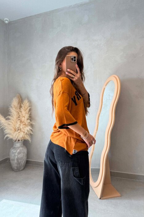 FRONT WRITTING WOMAN T-SHIRT LIGHT BROWN/KAZB - 3
