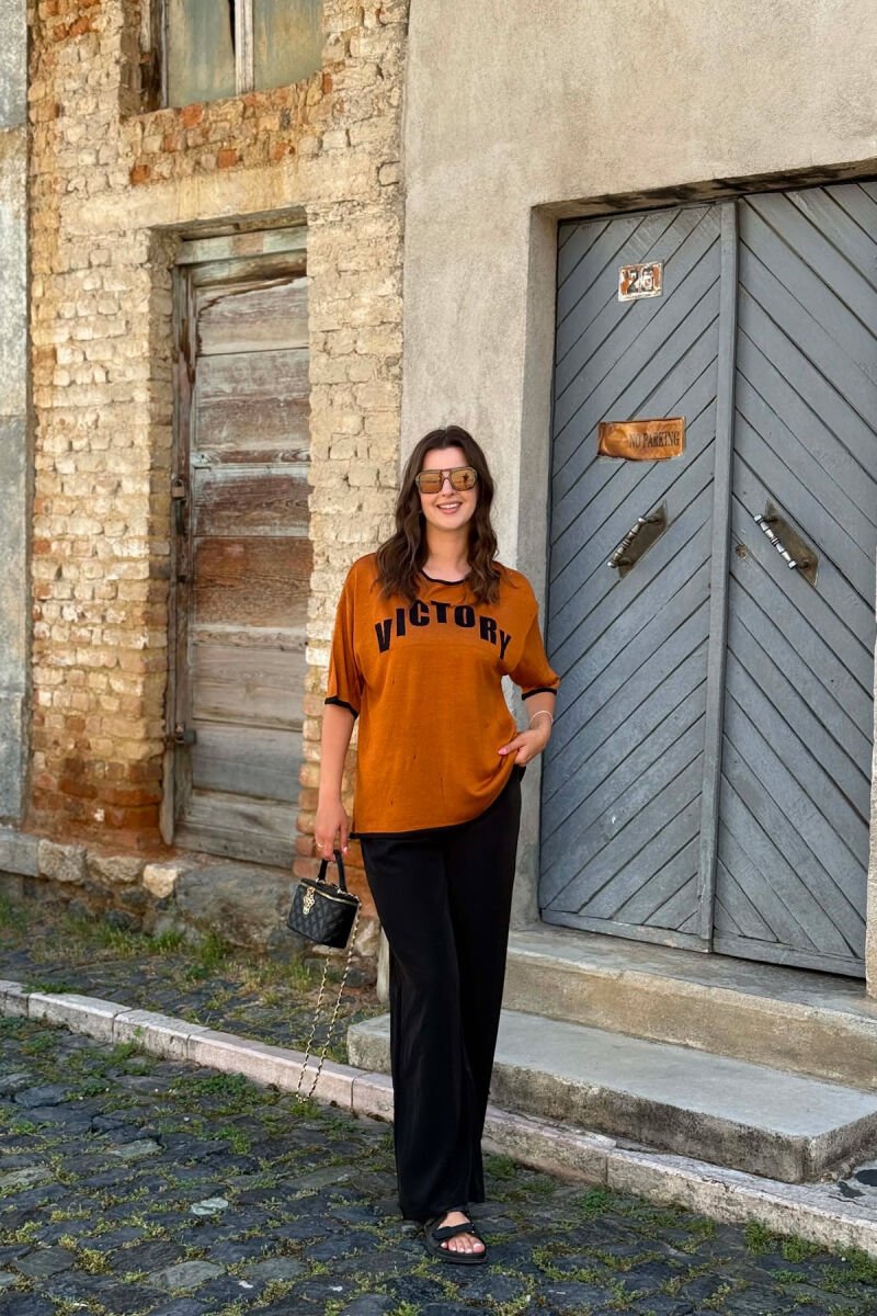 FRONT WRITTING WOMAN T-SHIRT LIGHT BROWN/KAZB - 2