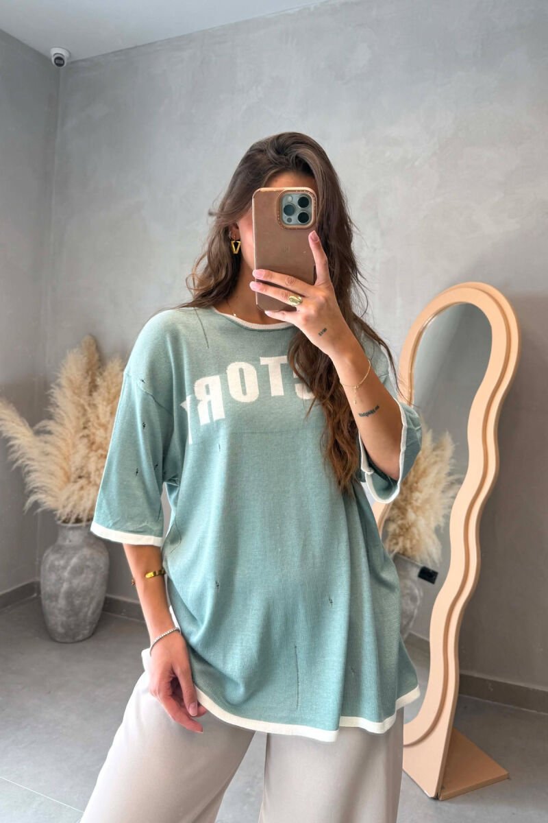 FRONT WRITTING WOMAN T-SHIRT MINT/MENTE - 2