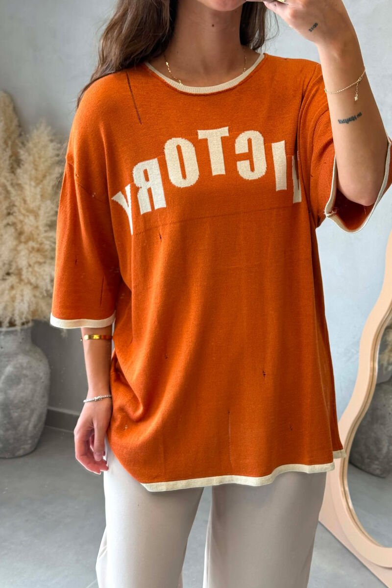 FRONT WRITTING WOMAN T-SHIRT ORANGE/PORTOKALLI - 3