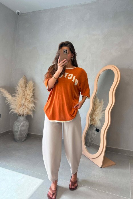 FRONT WRITTING WOMAN T-SHIRT ORANGE/PORTOKALLI - 4