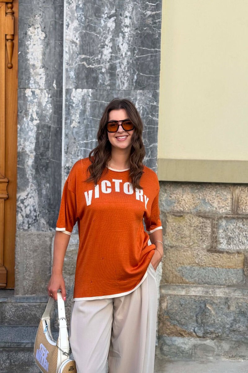 FRONT WRITTING WOMAN T-SHIRT ORANGE/PORTOKALLI - 4