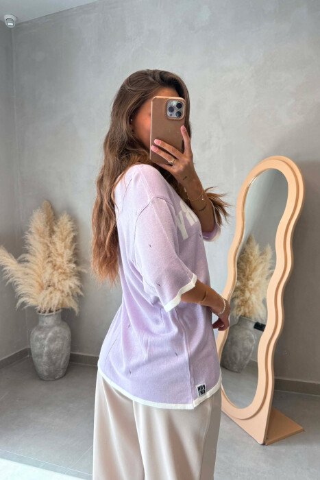 FRONT WRITTING WOMAN T-SHIRT PURPLE/LEJLA - 2