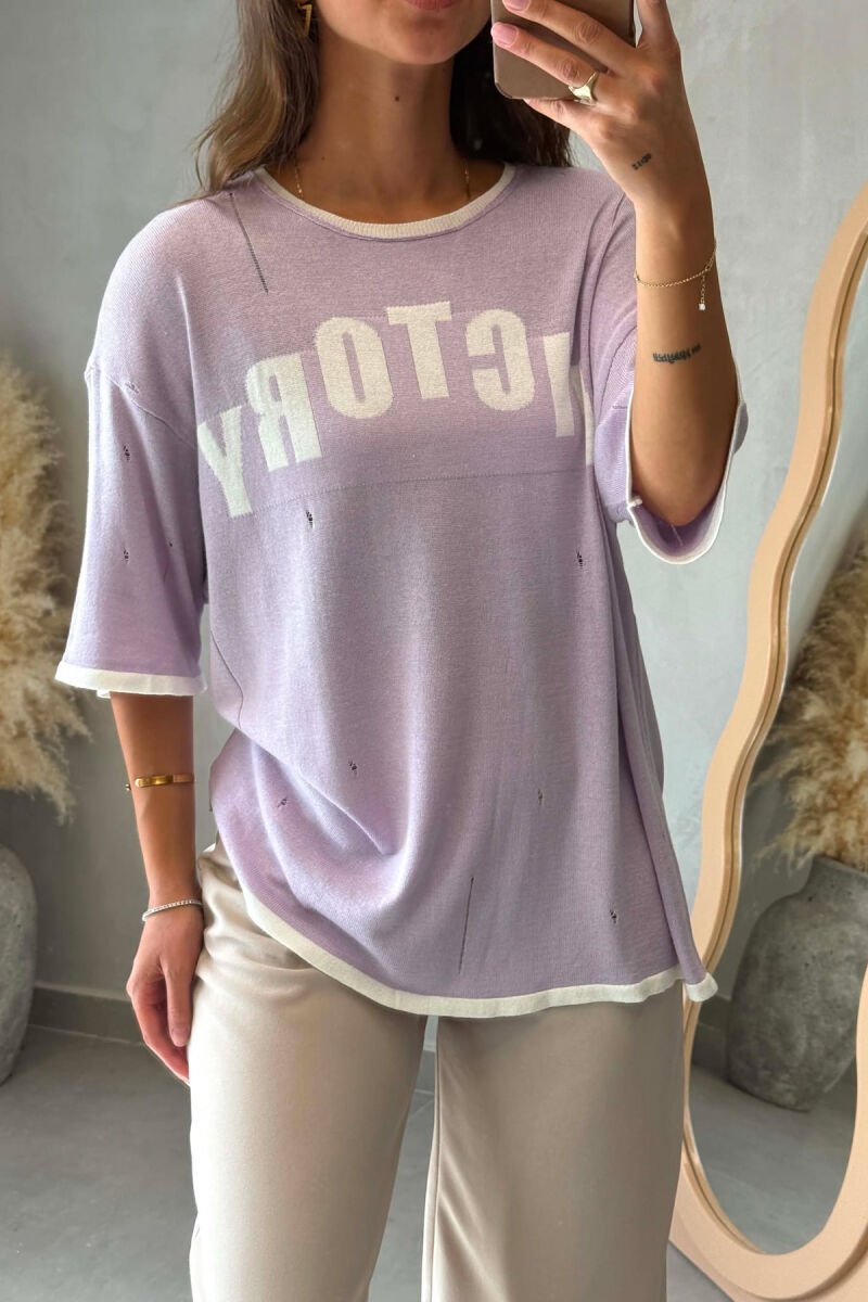 FRONT WRITTING WOMAN T-SHIRT PURPLE/LEJLA - 3