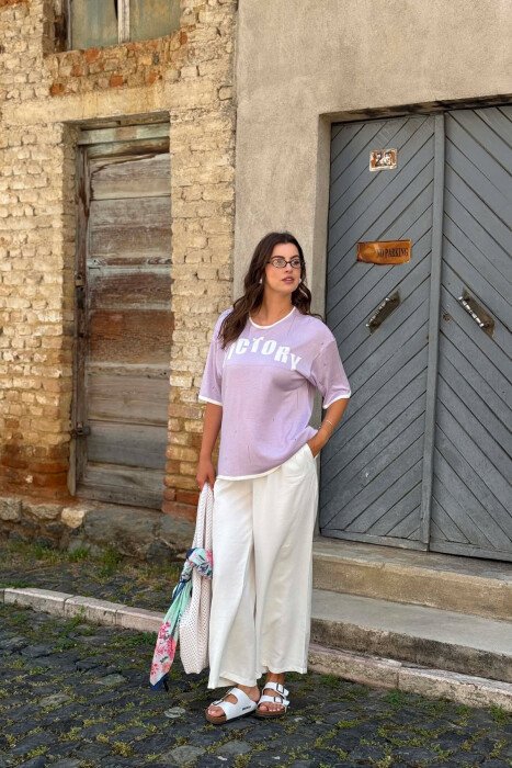 FRONT WRITTING WOMAN T-SHIRT PURPLE/LEJLA - 4