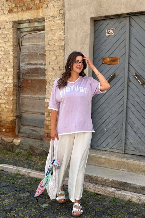 FRONT WRITTING WOMAN T-SHIRT PURPLE/LEJLA - 2