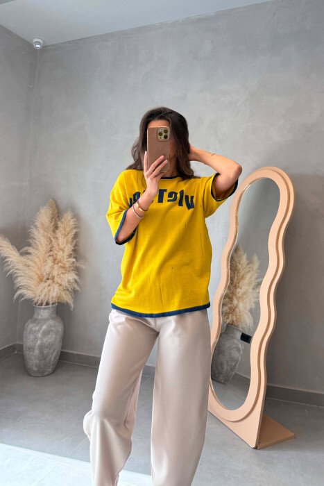 FRONT WRITTING WOMAN T-SHIRT YELLOW/E VERDHE - 3