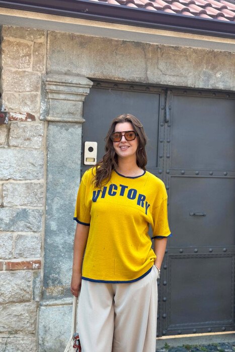 FRONT WRITTING WOMAN T-SHIRT YELLOW/E VERDHE 