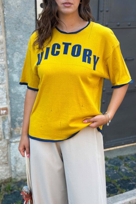 FRONT WRITTING WOMAN T-SHIRT YELLOW/E VERDHE - 2