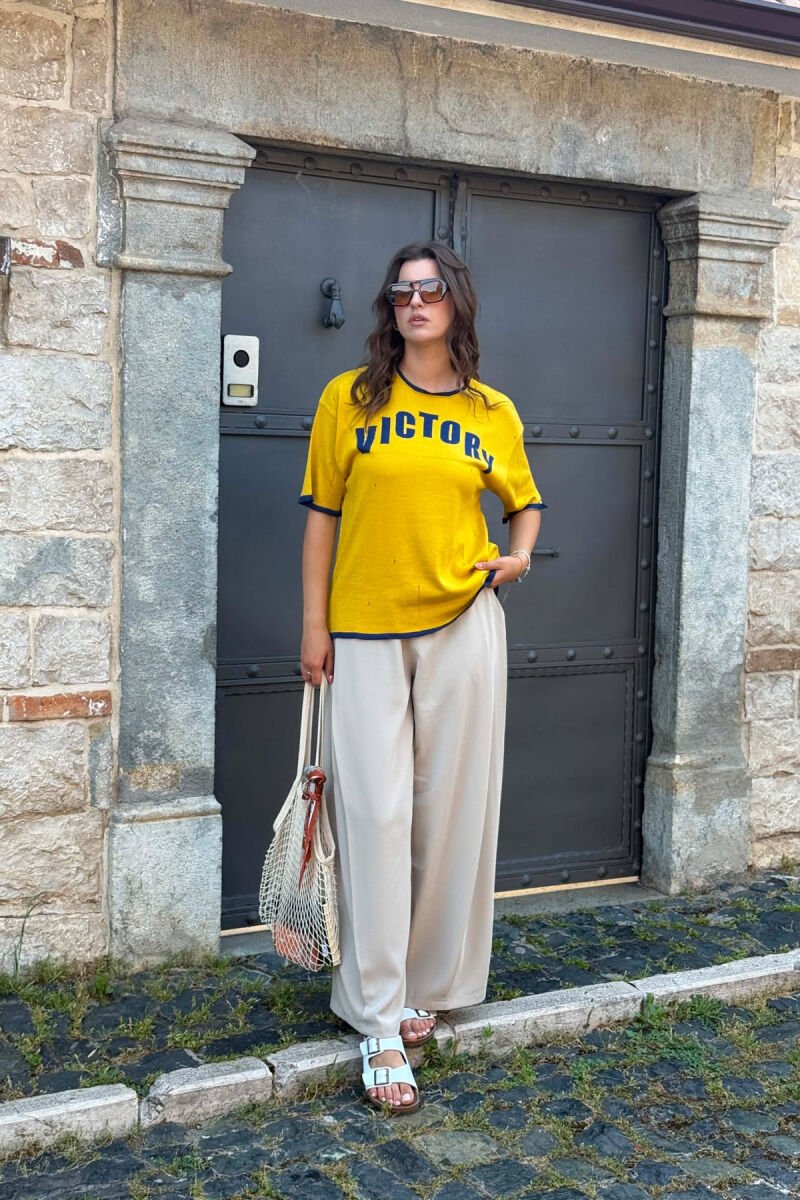 FRONT WRITTING WOMAN T-SHIRT YELLOW/E VERDHE - 3