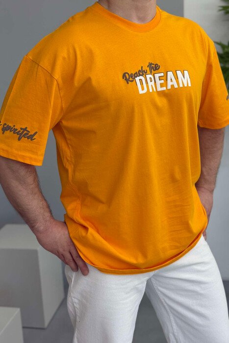 FRONT WRITTINGS BACK DESIGN MEN T-SHIRT MUSTARD/MUSTARDE 