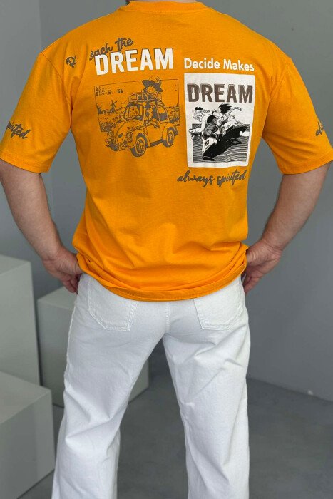FRONT WRITTINGS BACK DESIGN MEN T-SHIRT MUSTARD/MUSTARDE - 3