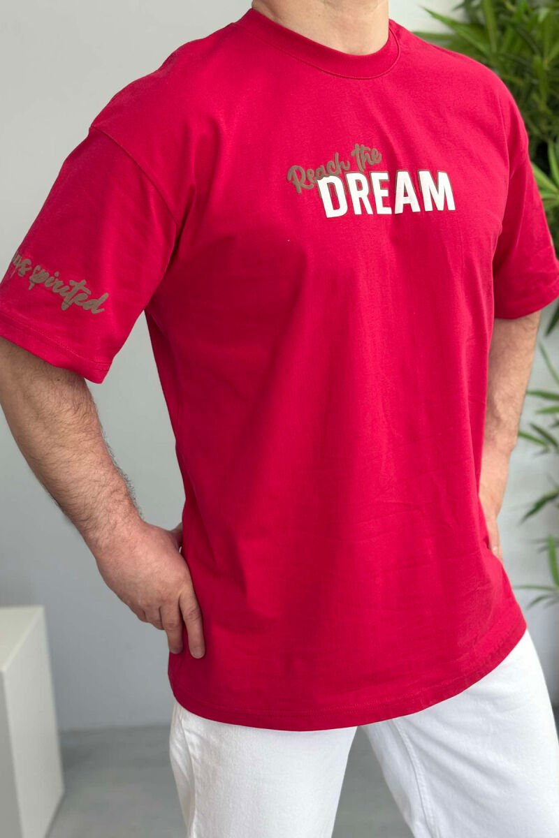 FRONT WRITTINGS BACK DESIGN MEN T-SHIRT RED/E KUQE - 1