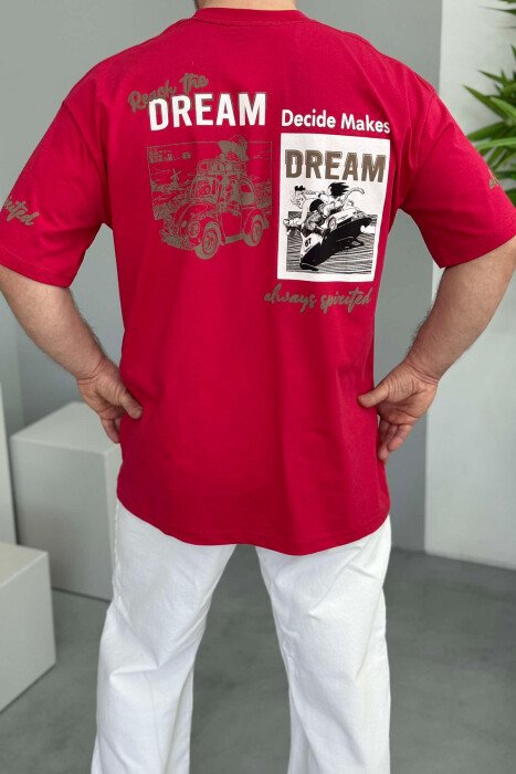 FRONT WRITTINGS BACK DESIGN MEN T-SHIRT RED/E KUQE - 2
