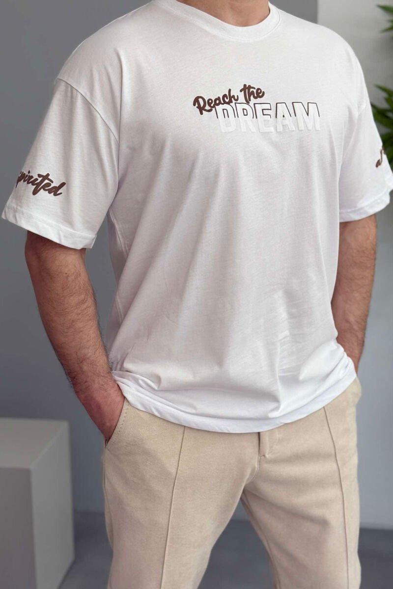 FRONT WRITTINGS BACK DESIGN MEN T-SHIRT WHITE-E BARDHE - 1