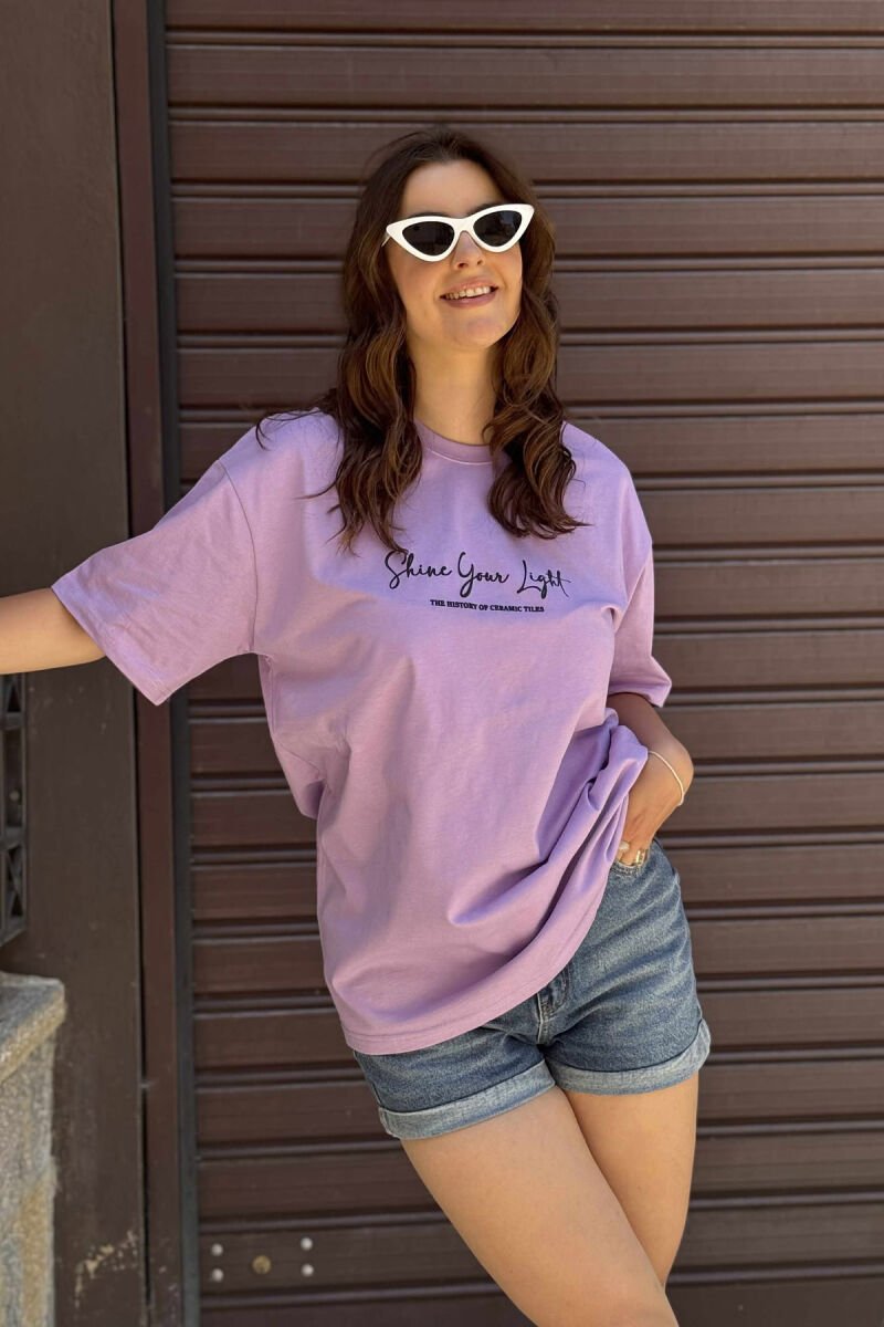 FRONT WRITTINGS & BACK DESIGN WOMEN T-SHIRT LIGHT PURPLE/LEZB - 1