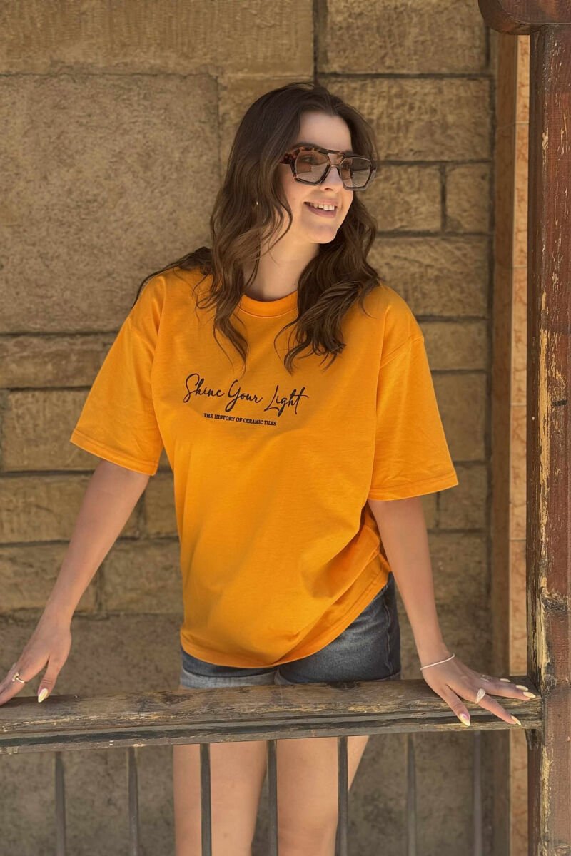 FRONT WRITTINGS & BACK DESIGN WOMEN T-SHIRT MUSTARD/MUSTARDE - 1