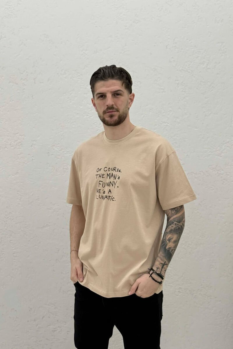 FRONT WRITTINGS BACK IMAGE MEN T-SHIRT BEIGE/BEZHE - 1