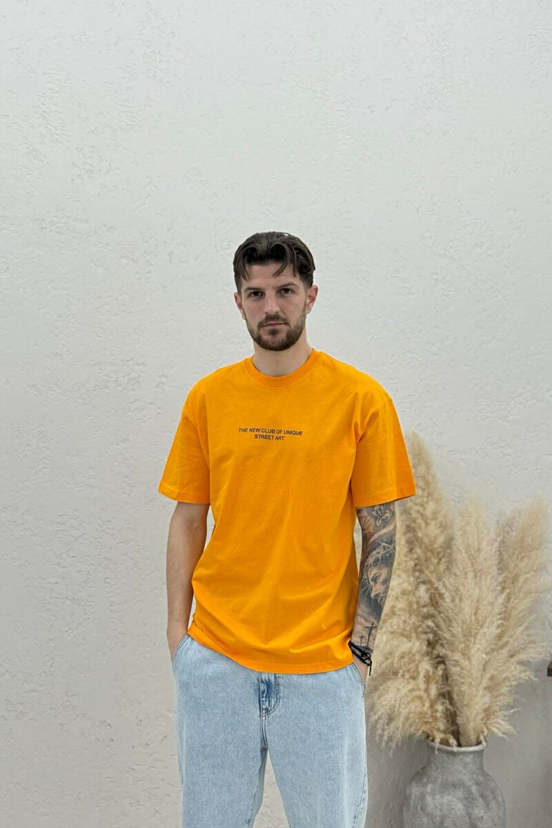FRONT WRITTINGS & BACK IMAGE MEN T-SHIRT ORANGE/PORTOKALLI - 1