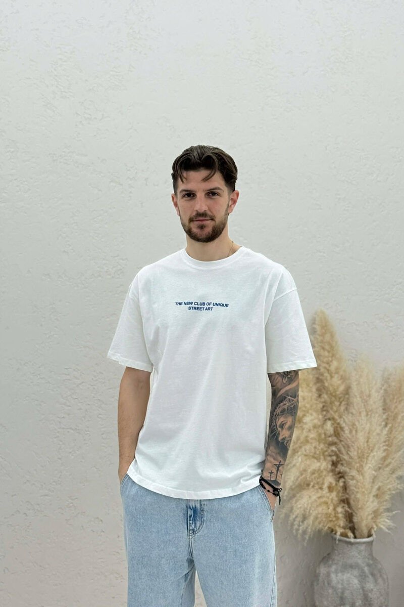 FRONT WRITTINGS & BACK IMAGE MEN T-SHIRT WHITE-E BARDHE - 1