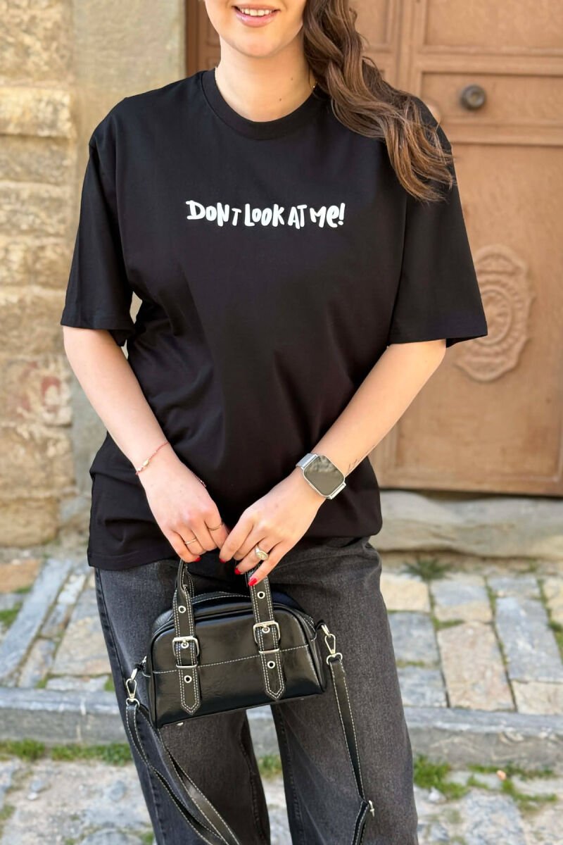 FRONT WRITTINGS & BACK IMAGE WOMAN T-SHIRT + ONE PACKET SOCKS BLACK/ E ZEZE - 1