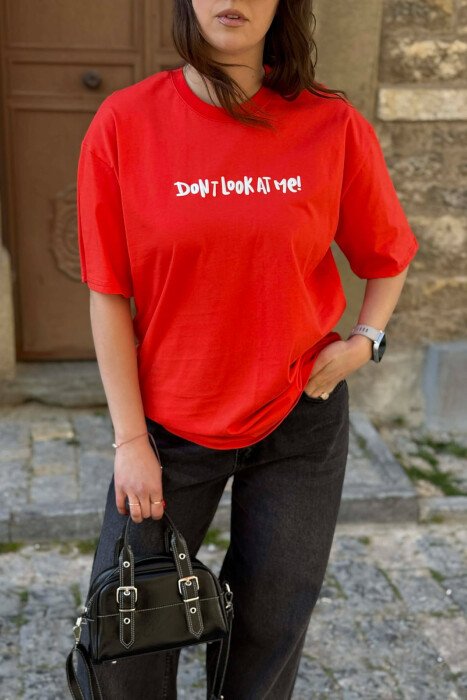 FRONT WRITTINGS & BACK IMAGE WOMAN T-SHIRT + ONE PACKET SOCKS DARK ORANGE/POE - 1