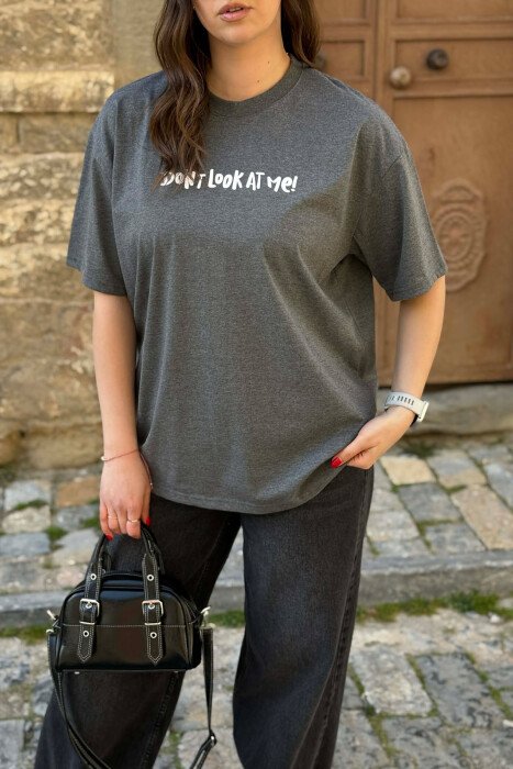 FRONT WRITTINGS & BACK IMAGE WOMAN T-SHIRT + ONE PACKET SOCKS GREY/GRI - 1