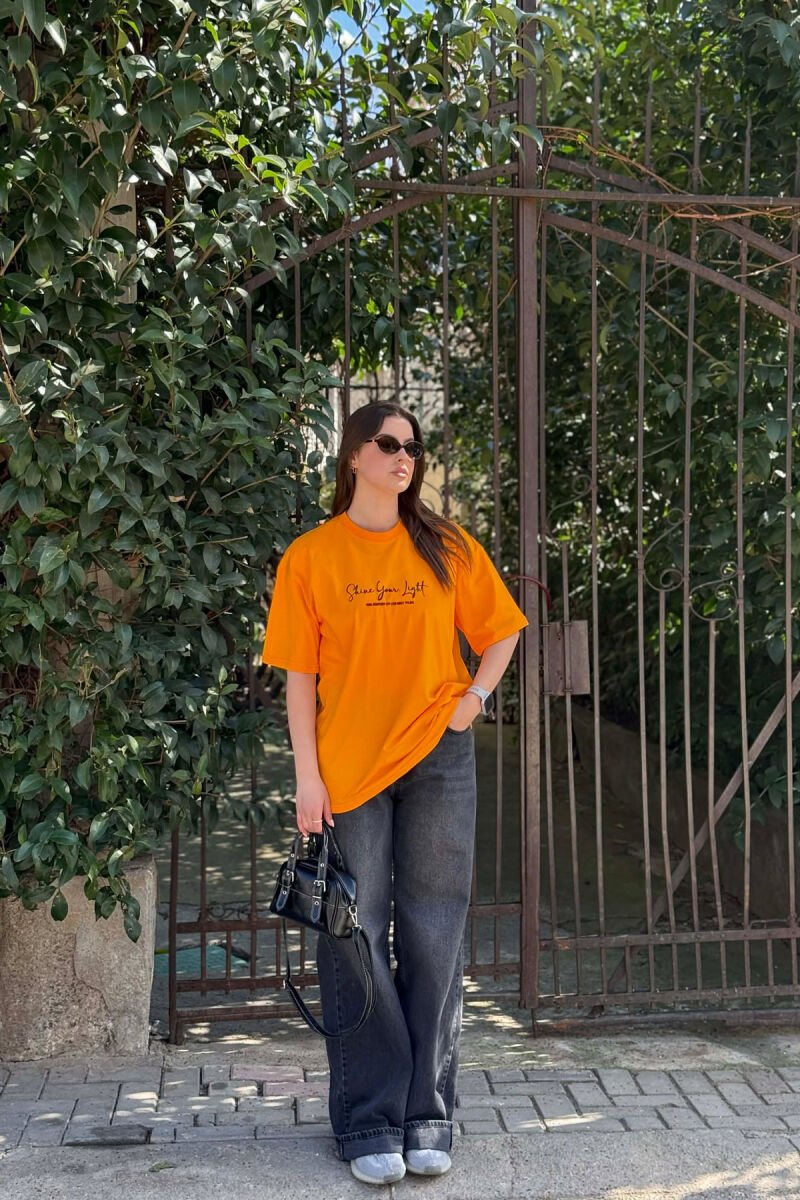 FRONT WRITTINGS BACK IMAGE WOMEN T-SHIRT + 6 PAIR SOCKS MUSTARD/MUSTARDE - 4
