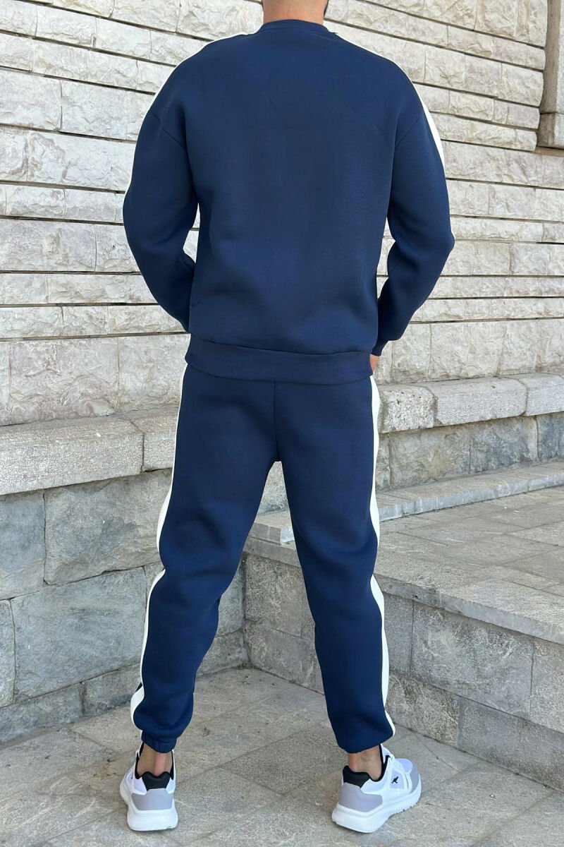 FRONT WRITTINGS SWEATSHIRT+JOGGERS FLUFFY MEN SET BLUE/BLU - 3