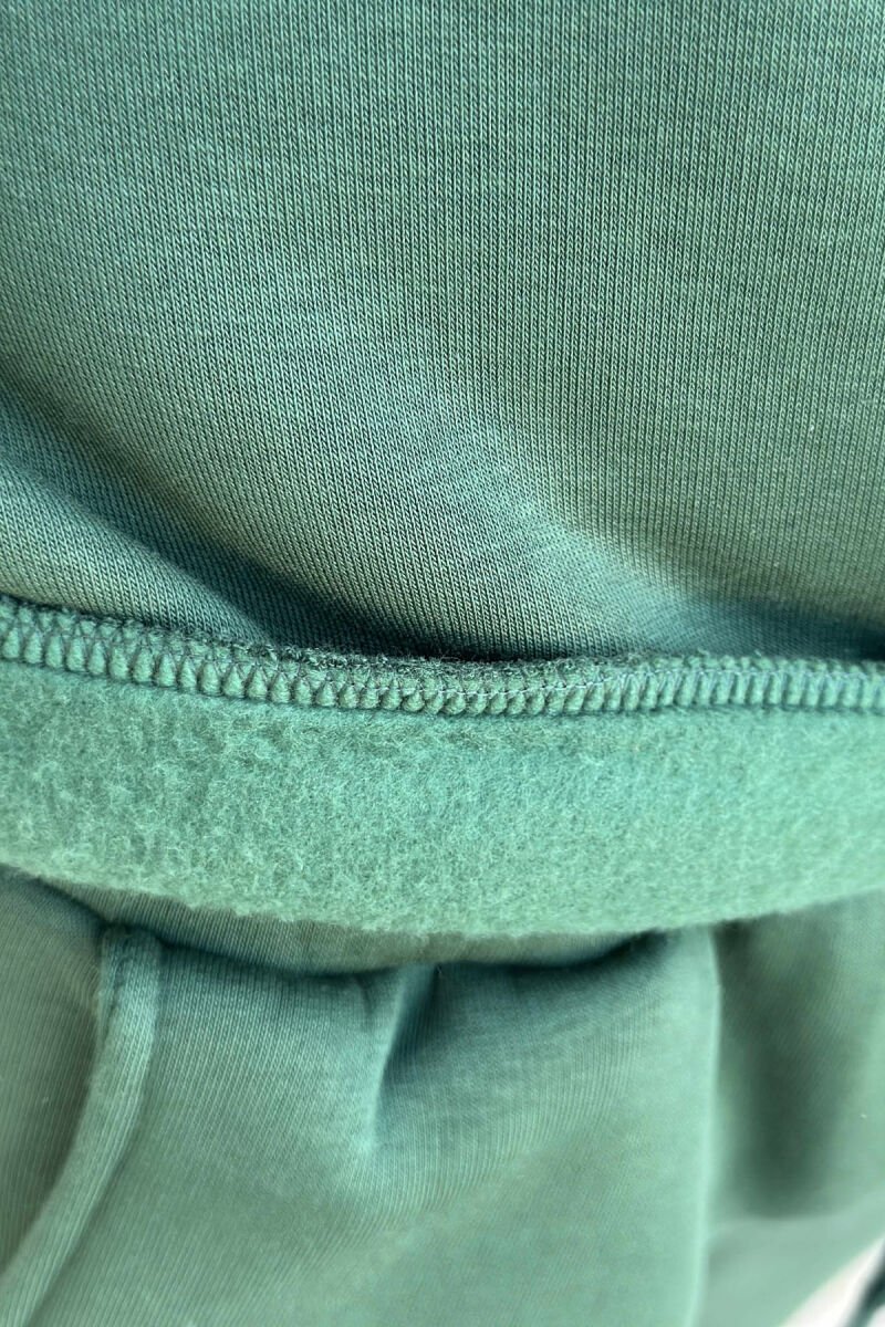 FRONT WRITTINGS SWEATSHIRT+JOGGERS FLUFFY MEN SET GREEN/JESHILE - 5
