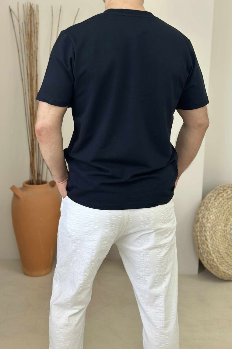 FRONT WRITTINGS CITY LIFESTYLE MEN T-SHIRT DARK BLUE/BEE - 2