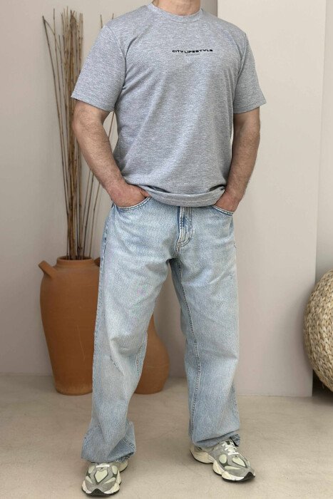 FRONT WRITTINGS CITY LIFESTYLE MEN T-SHIRT LIGHT GREY/GZ - 1