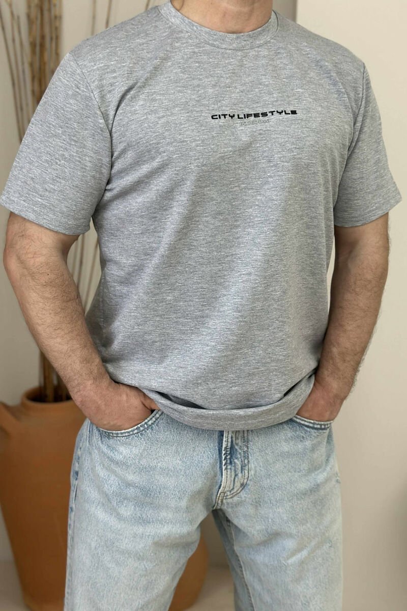 FRONT WRITTINGS CITY LIFESTYLE MEN T-SHIRT LIGHT GREY/GZ - 3