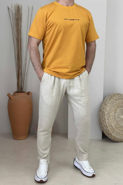 FRONT WRITTINGS CITY LIFESTYLE MEN T-SHIRT MUSTARD/MUSTARDE - 1