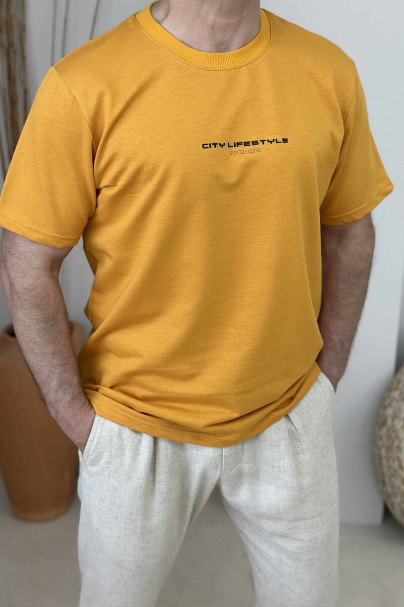 FRONT WRITTINGS CITY LIFESTYLE MEN T-SHIRT MUSTARD/MUSTARDE - 3