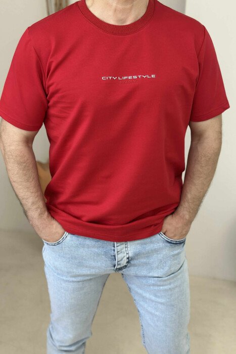 FRONT WRITTINGS CITY LIFESTYLE MEN T-SHIRT RED/E KUQE - 2