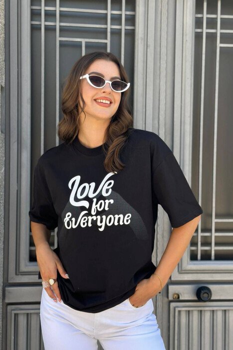 FRONT WRITTINGS COTTON WOMEN T-SHIRT BLACK/ E ZEZE - 3