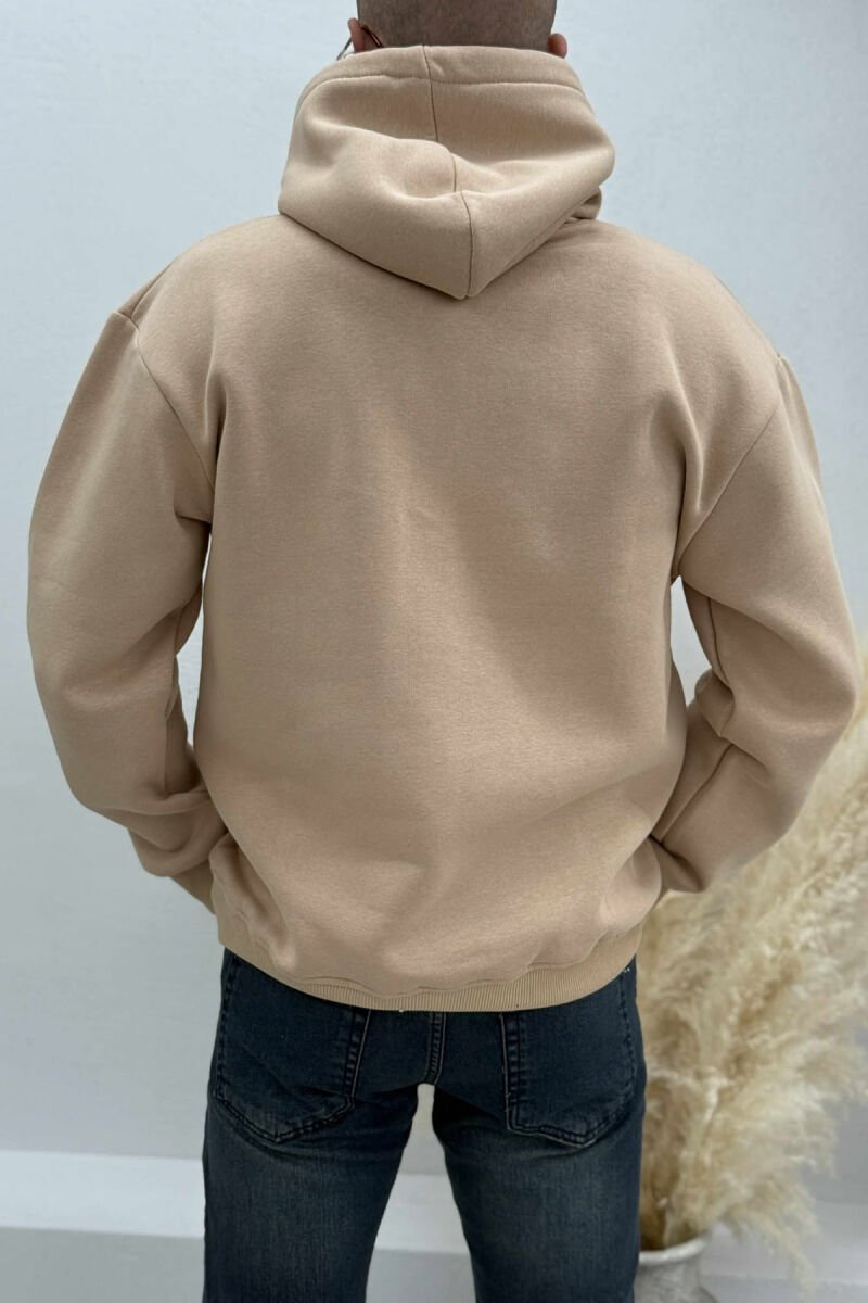 FRONT WRITTINGS FLUFFY MEN HOODIE BEIGE/BEZHE - 5