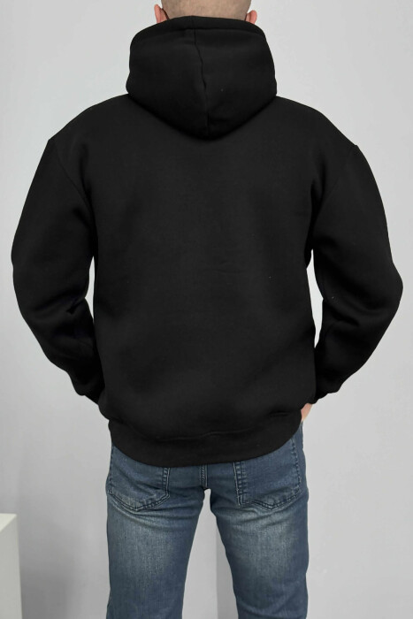 FRONT WRITTINGS FLUFFY MEN HOODIE BLACK/ E ZEZE - 5
