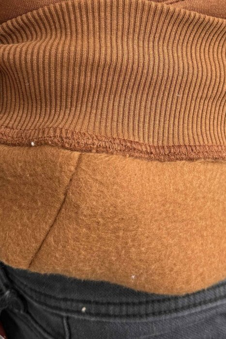 FRONT WRITTINGS FLUFFY MEN HOODIE BROWN/KAFE - 5