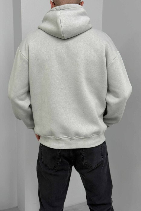 FRONT WRITTINGS FLUFFY MEN HOODIE LIGHT GREY/GZ - 4