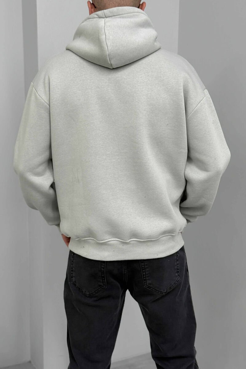 FRONT WRITTINGS FLUFFY MEN HOODIE LIGHT GREY/GZ - 4