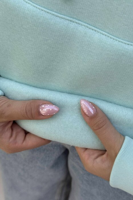 FRONT WRITTINGS FLUFFY ONE COLOR WOMEN HOODIE MINT/MENTE - 5