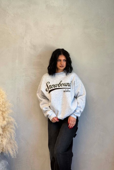 FRONT WRITTINGS FLUFFY WOMAN SWEATSHIRT LIGHT GREY/GZ 