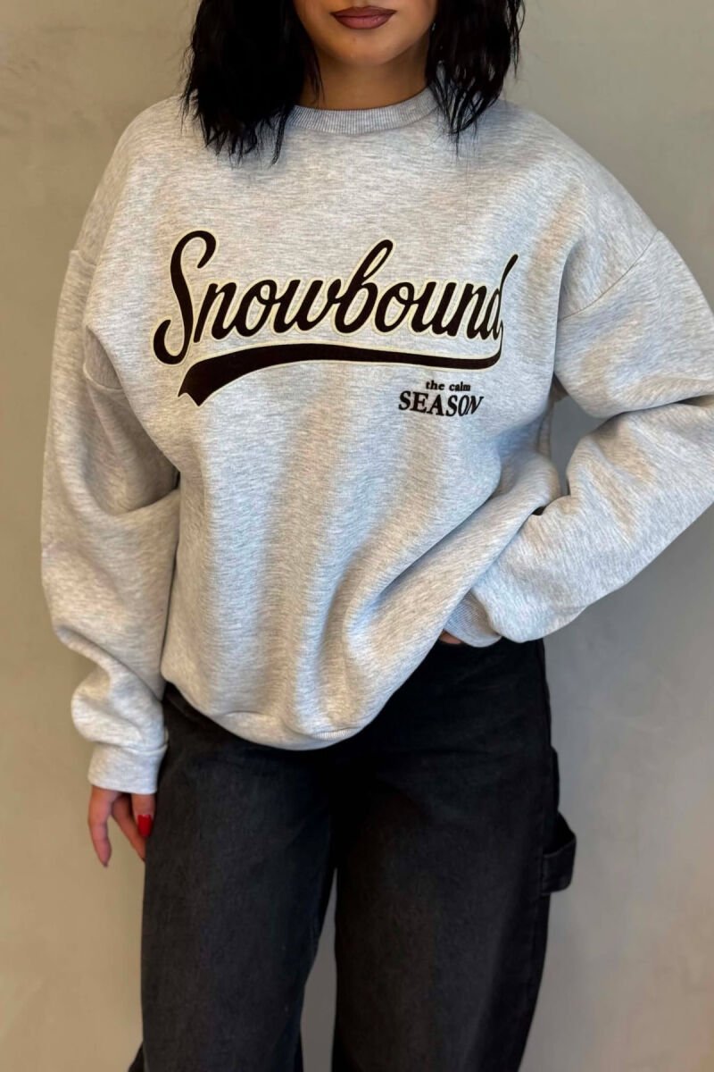 FRONT WRITTINGS FLUFFY WOMAN SWEATSHIRT LIGHT GREY/GZ - 3