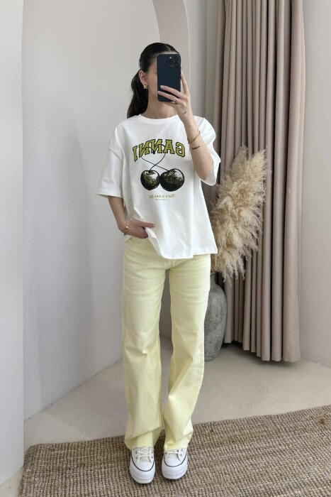 FRONT WRITTINGS IMAGE WOMEN T-SHIRT WHITE-E BARDHE - 2