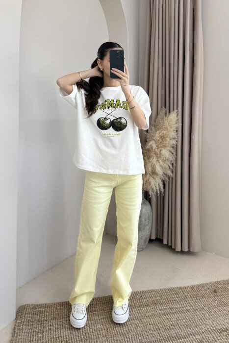 FRONT WRITTINGS IMAGE WOMEN T-SHIRT WHITE-E BARDHE - 5